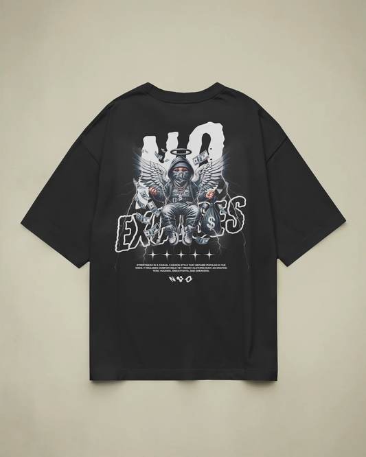 No Excuses Baskılı Oversize T-shirt
