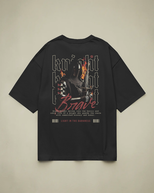 Brave Knight Baskılı Oversize T-shirt