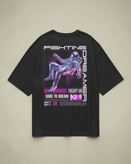 Fighting Dreamer Baskılı Oversize T-shirt