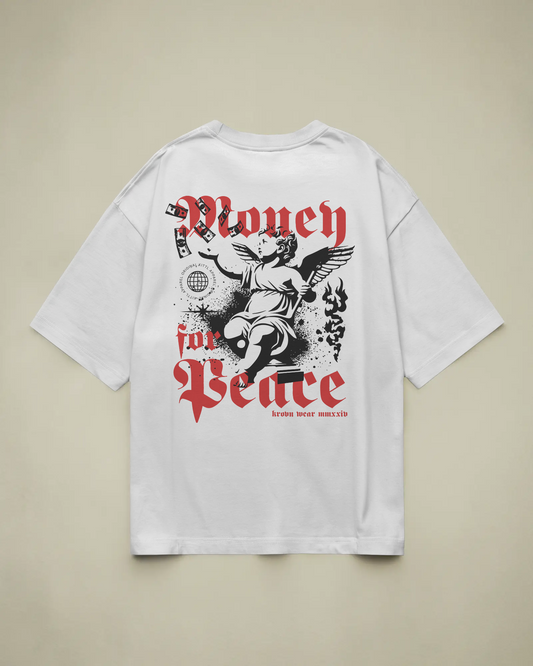Money For Peace Baskılı Oversize T-shirt