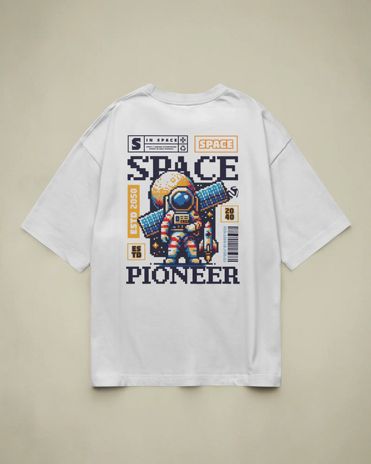 Space Pioneer Baskılı Oversize T-shirt