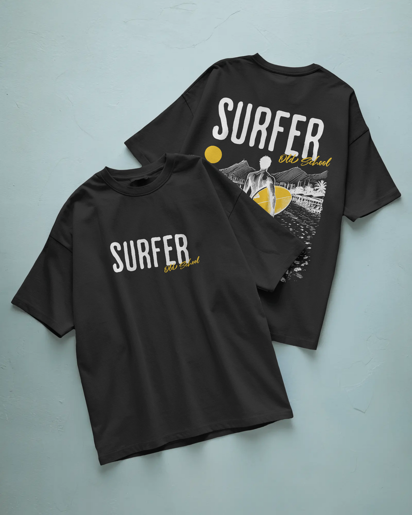 Surfer Old School Baskılı Oversize T-shirt