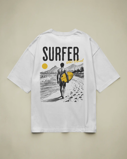 Surfer Old School Baskılı Oversize T-shirt