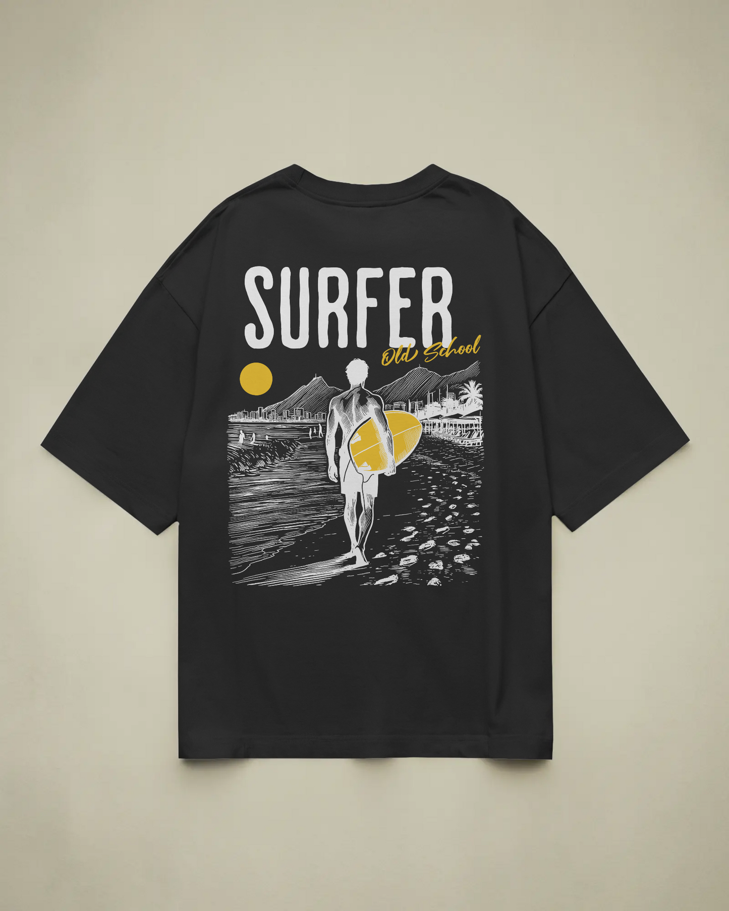 Surfer Old School Baskılı Oversize T-shirt