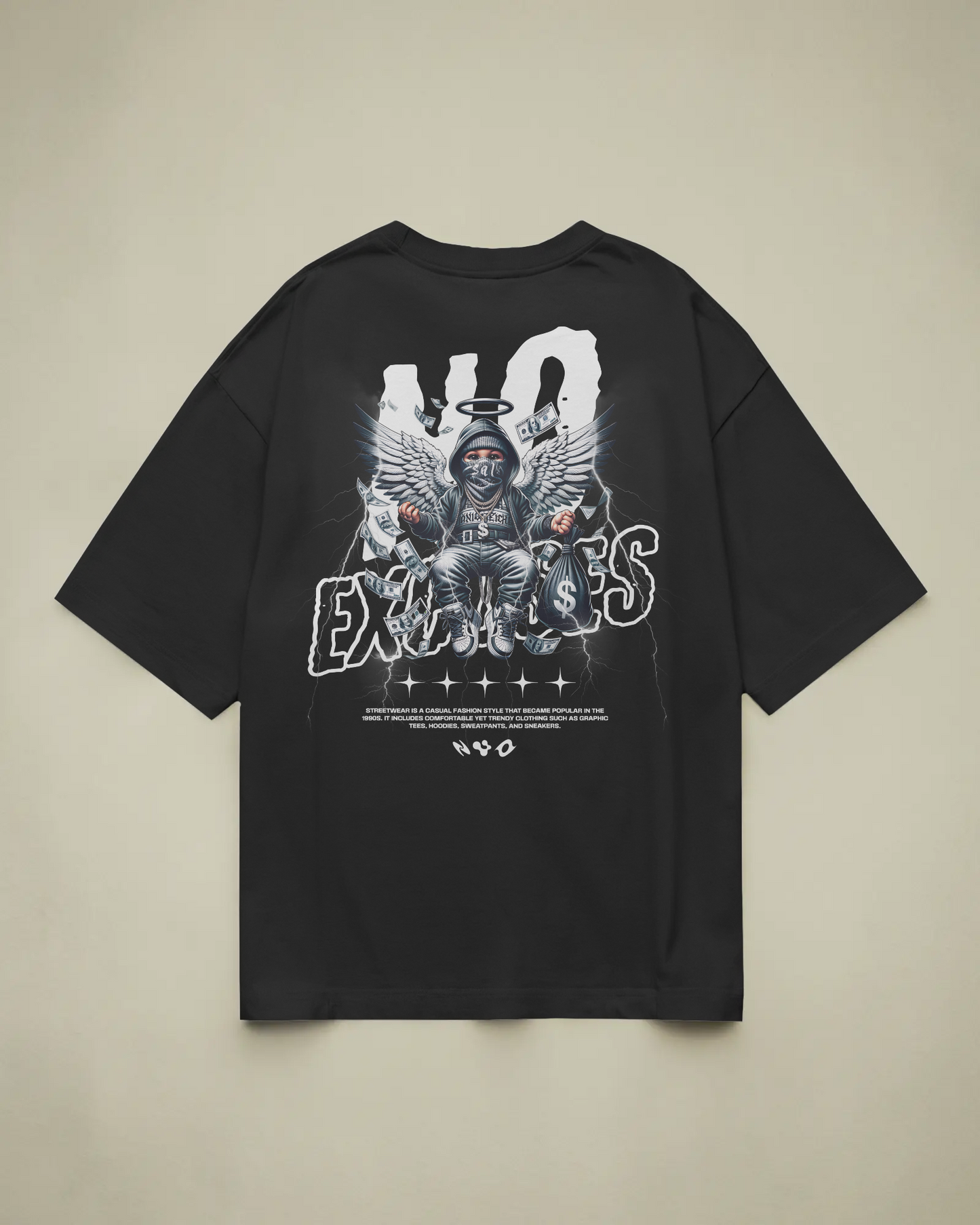 No Excuses Baskılı Oversize T-shirt