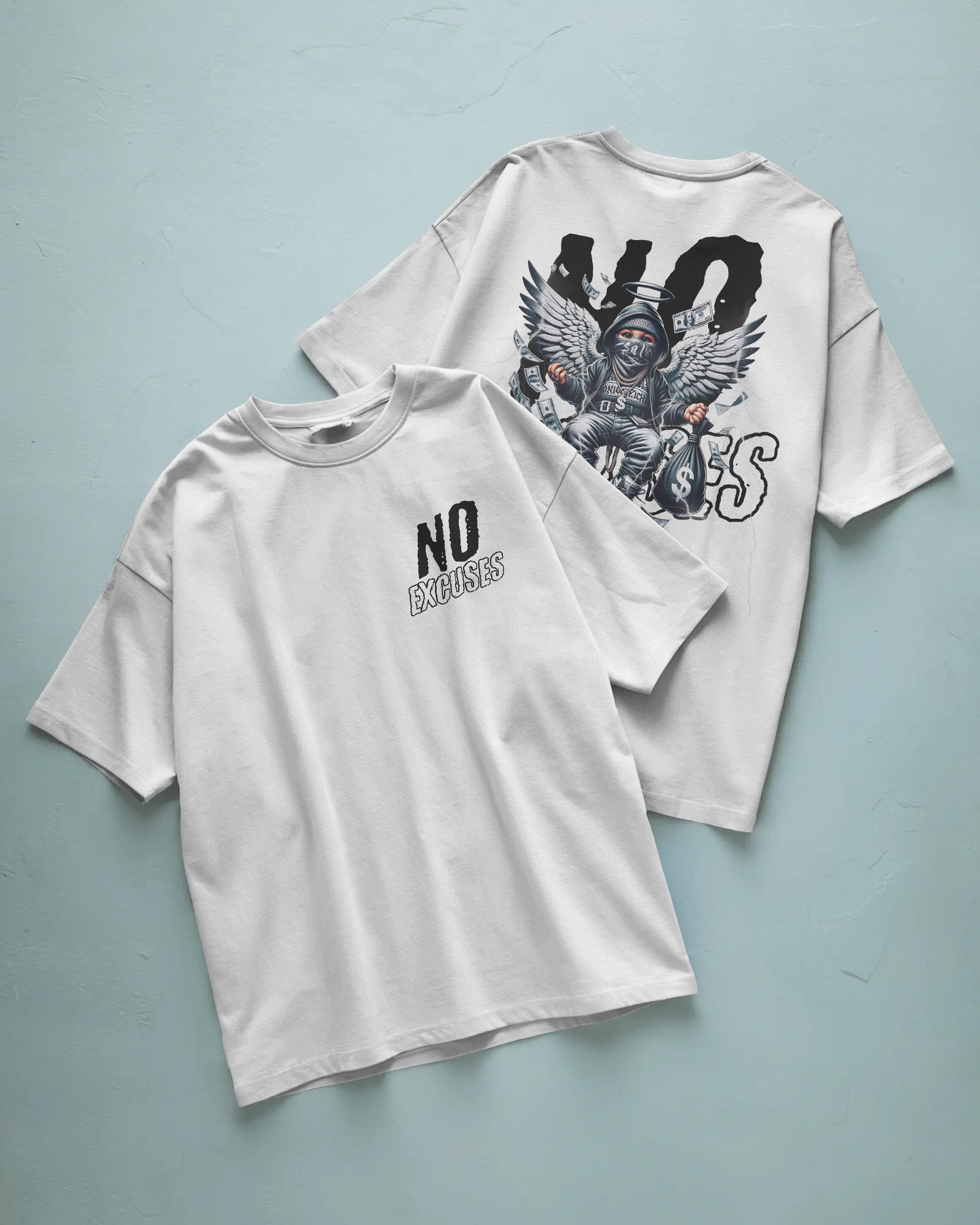 No Excuses Baskılı Oversize T-shirt