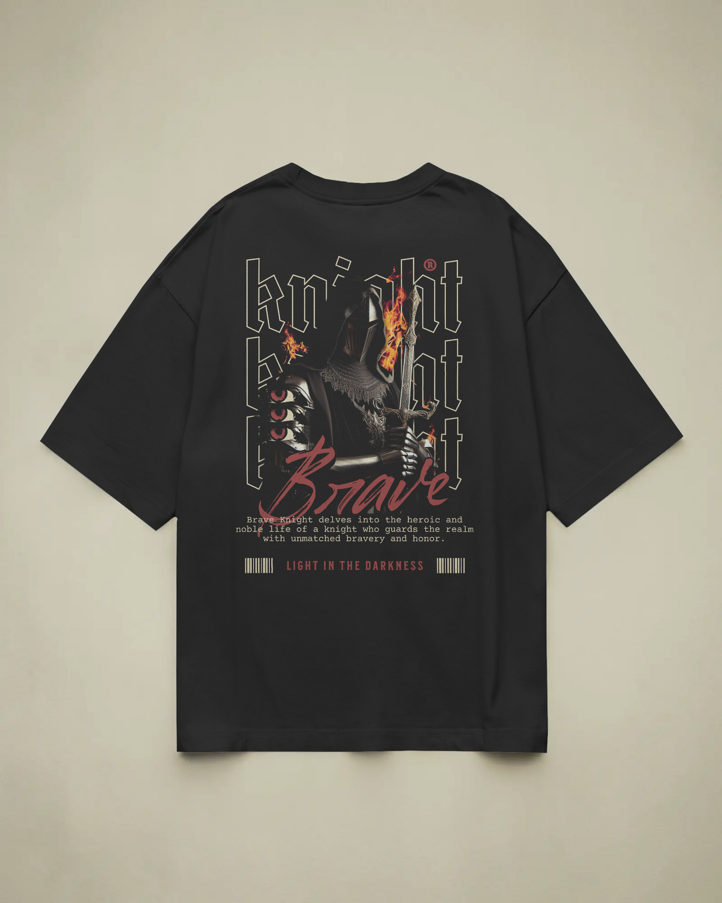 Brave Knight Baskılı Oversize T-shirt