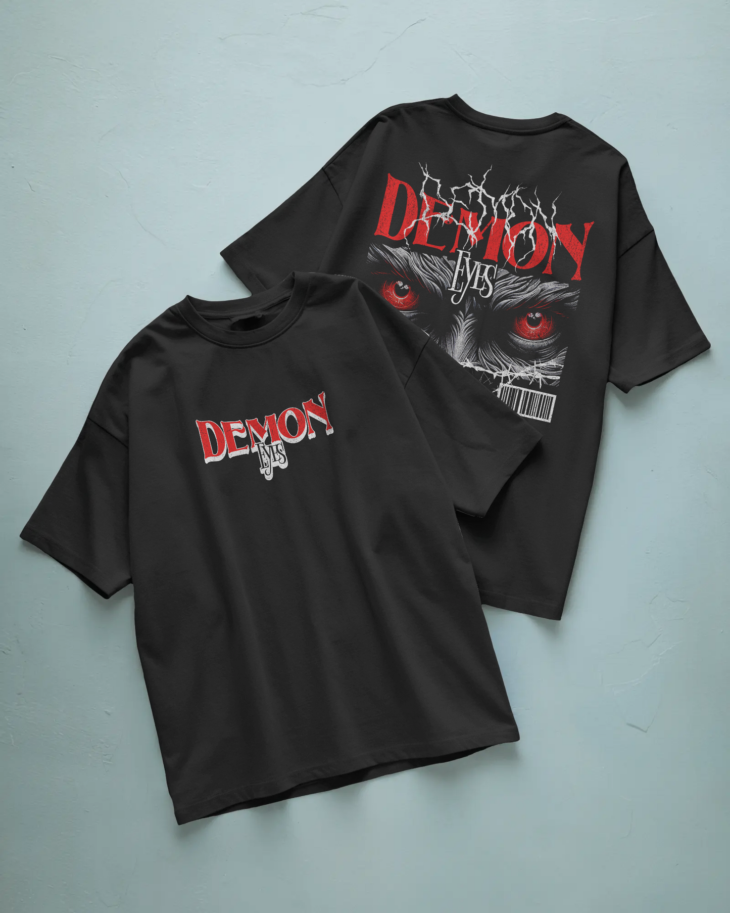 Demon Eyes Baskılı Oversize T-shirt