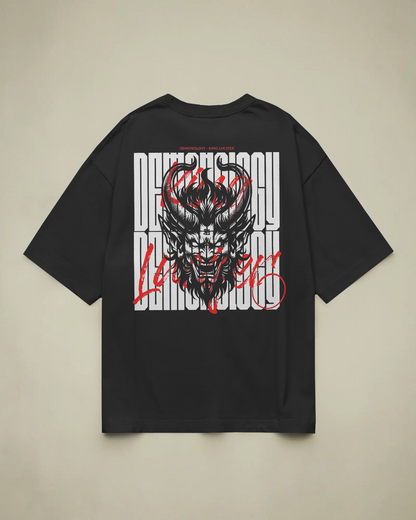 Demonology Baskılı Oversize T-shirt