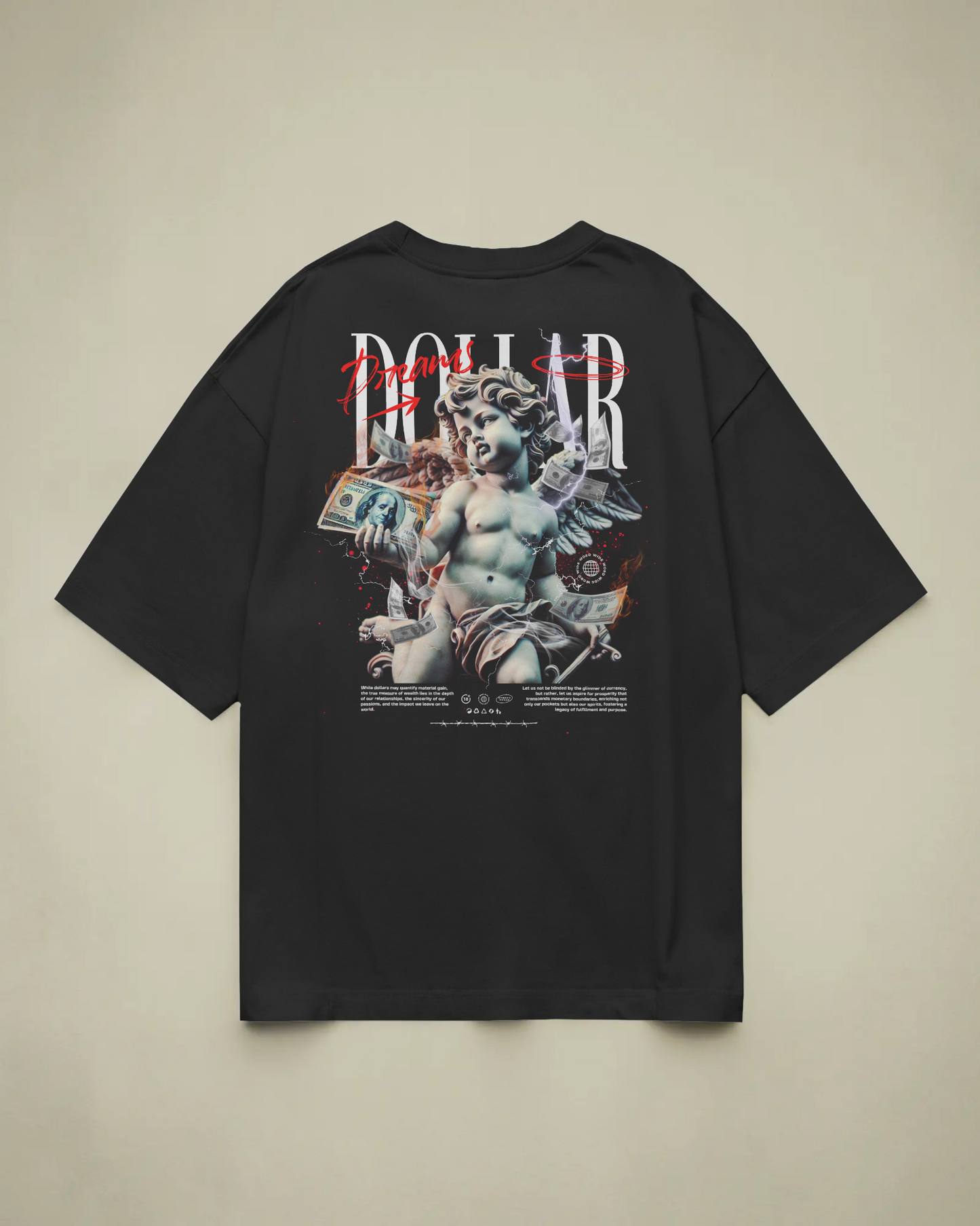 Dollar Dreams Baskılı Oversize T-shirt