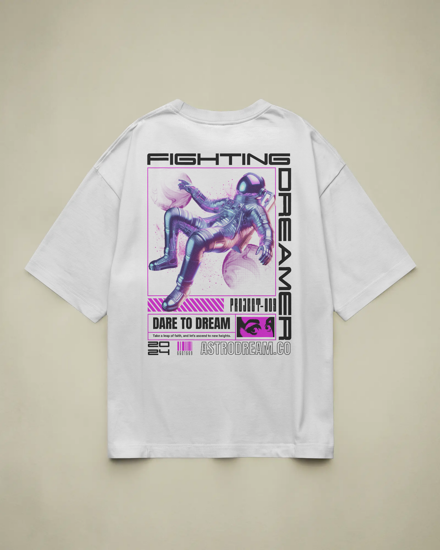 Fighting Dreamer Baskılı Oversize T-shirt