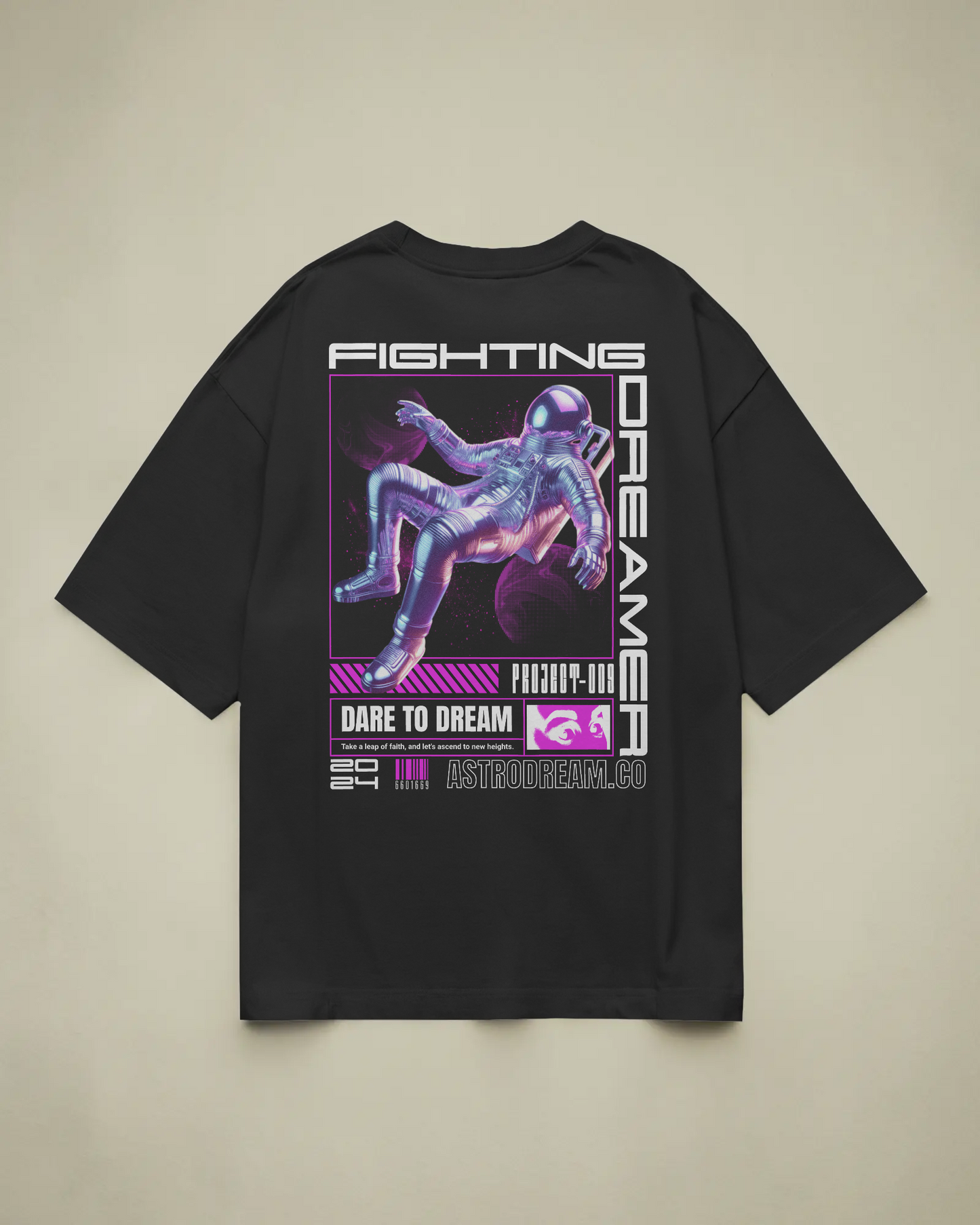 Fighting Dreamer Baskılı Oversize T-shirt