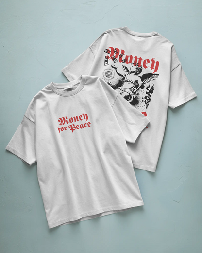 Money For Peace Baskılı Oversize T-shirt