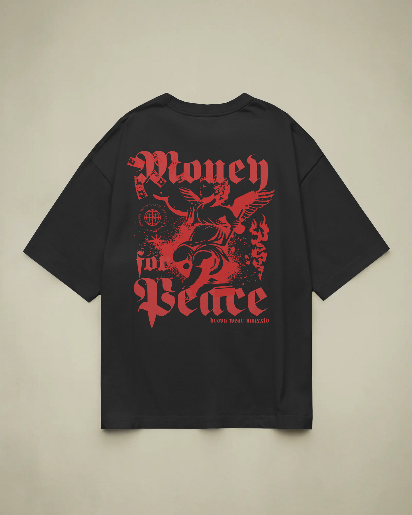 Money For Peace Baskılı Oversize T-shirt