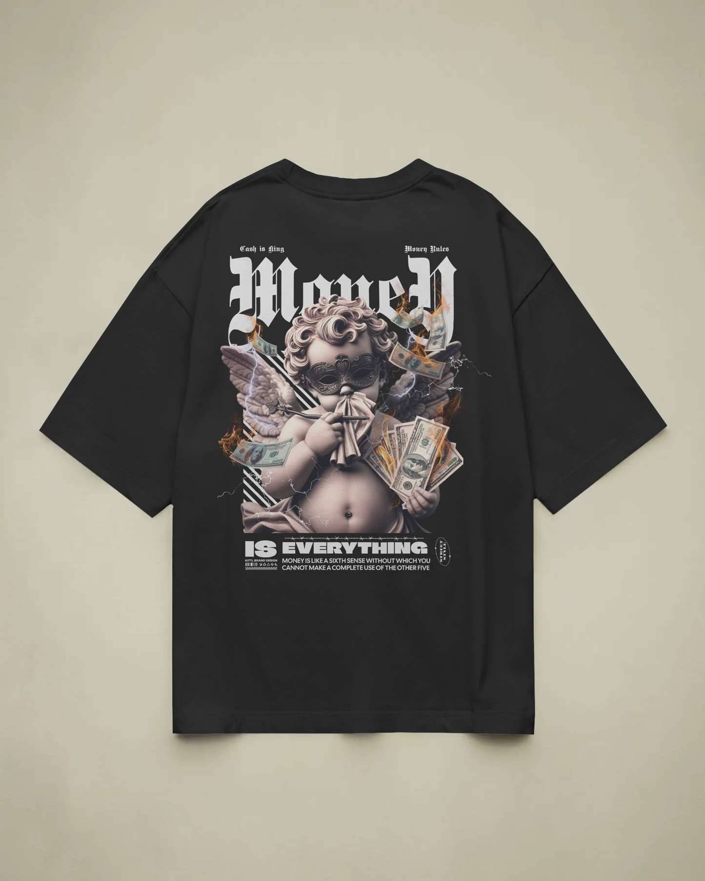 Money Is Everything Baskılı Oversize T-shirt