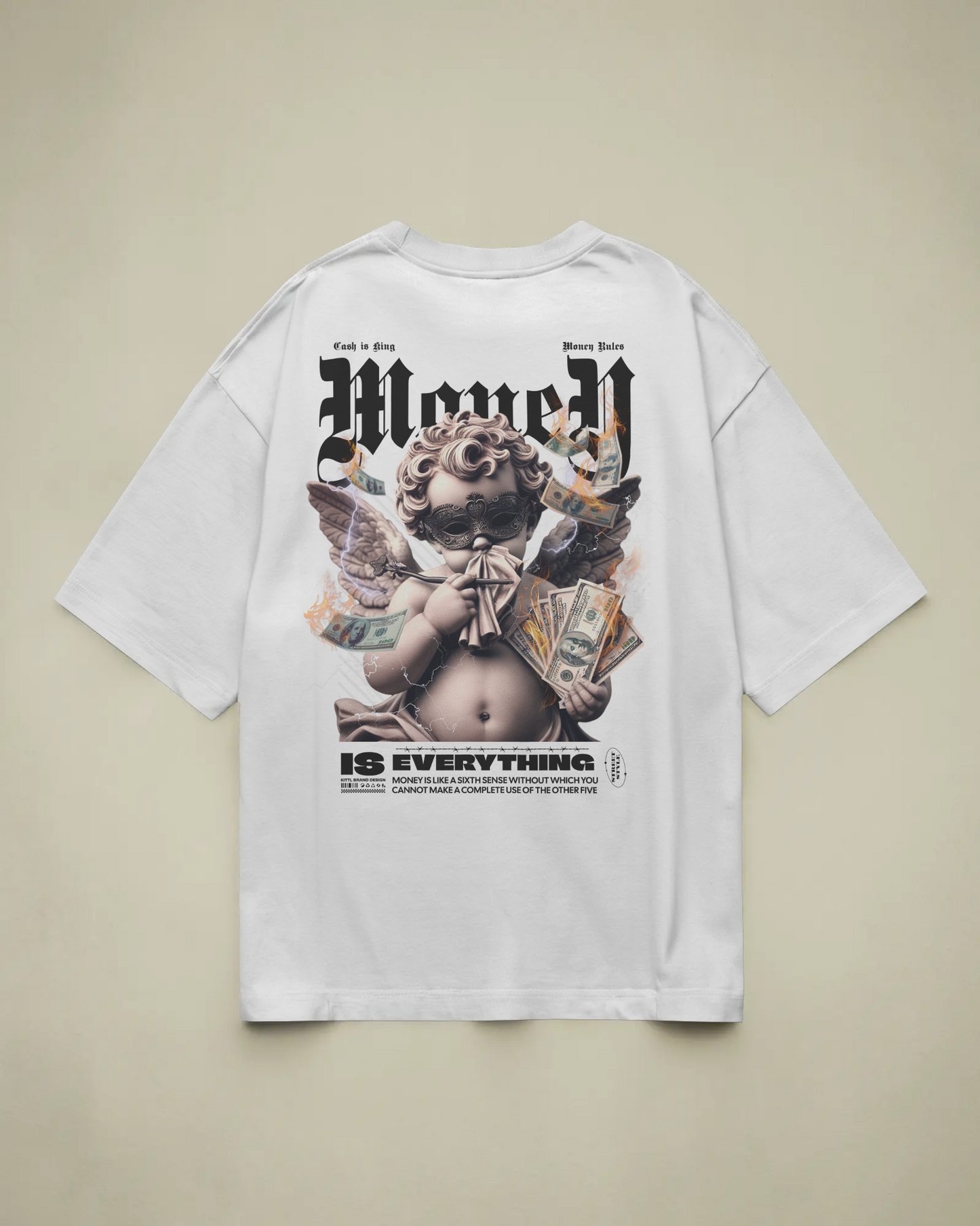 Money Is Everything Baskılı Oversize T-shirt