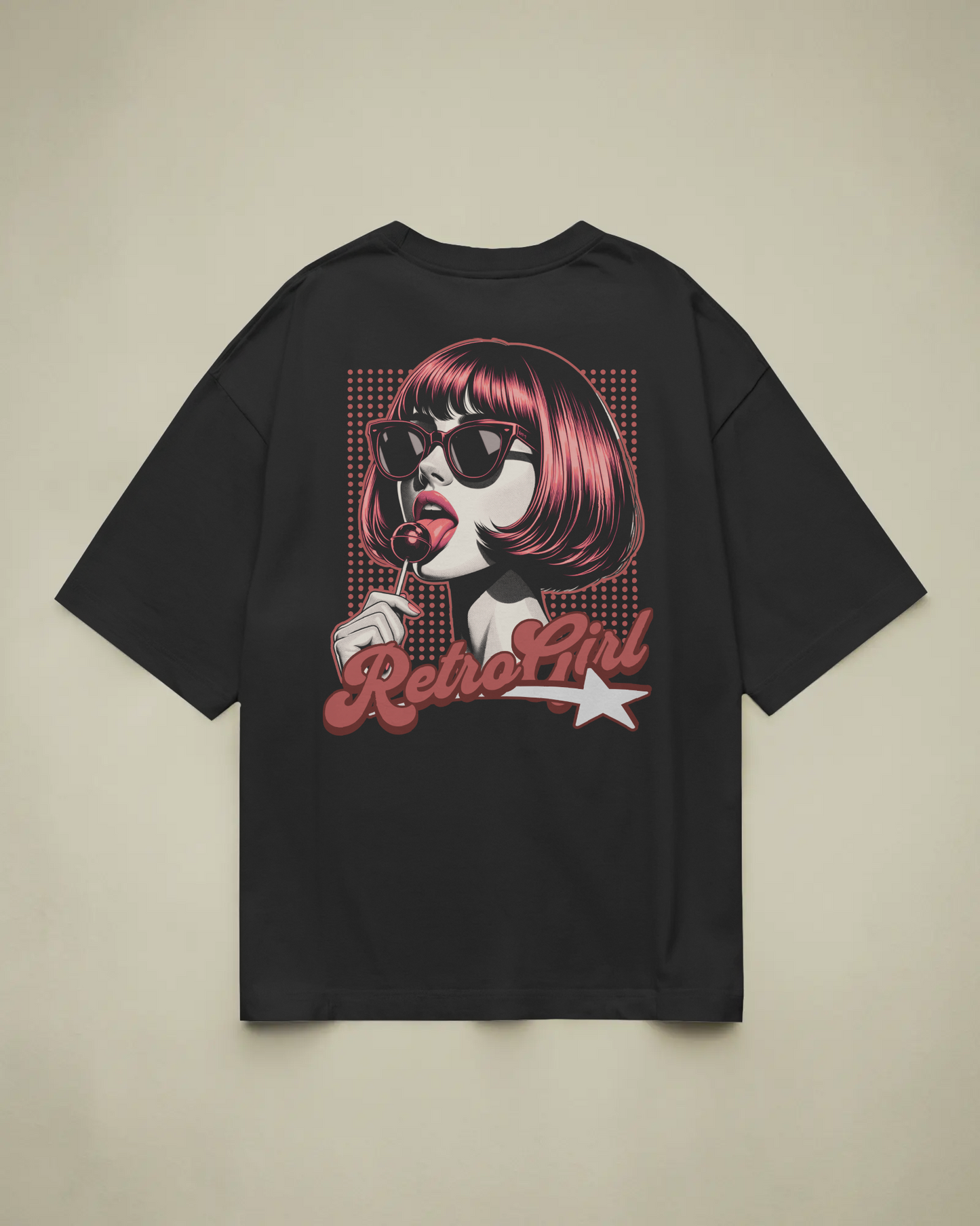 Retro Girl Baskılı Oversize T-shirt