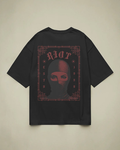 Riot Baskılı Oversize T-shirt