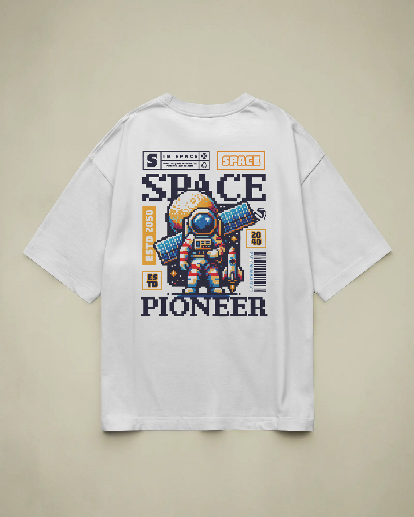 Space Pioneer Baskılı Oversize T-shirt
