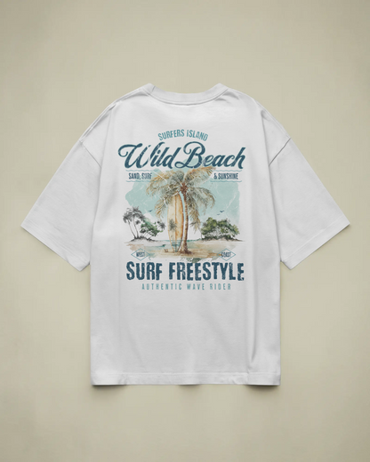 Wild Beach Baskılı Oversize T-shirt